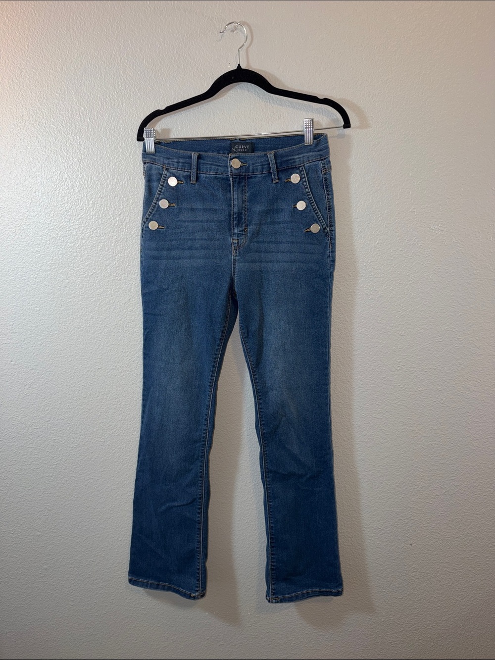 Curve Appeal Blue Women’s High-Rise Button-Accent Jeans